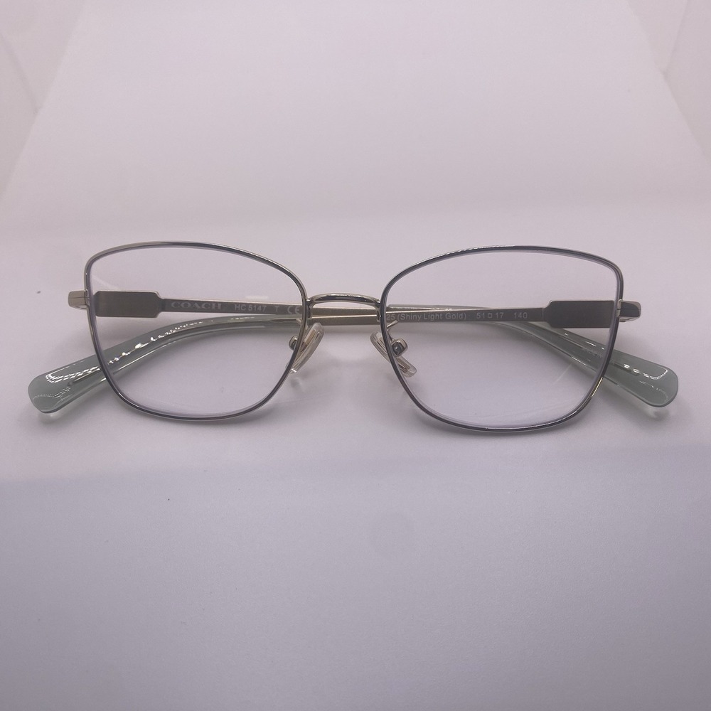 Coach Eyeglasses Women FRAME ONLY HC5147 Cat Eye 51-17-140 Shiny Light Gold 784